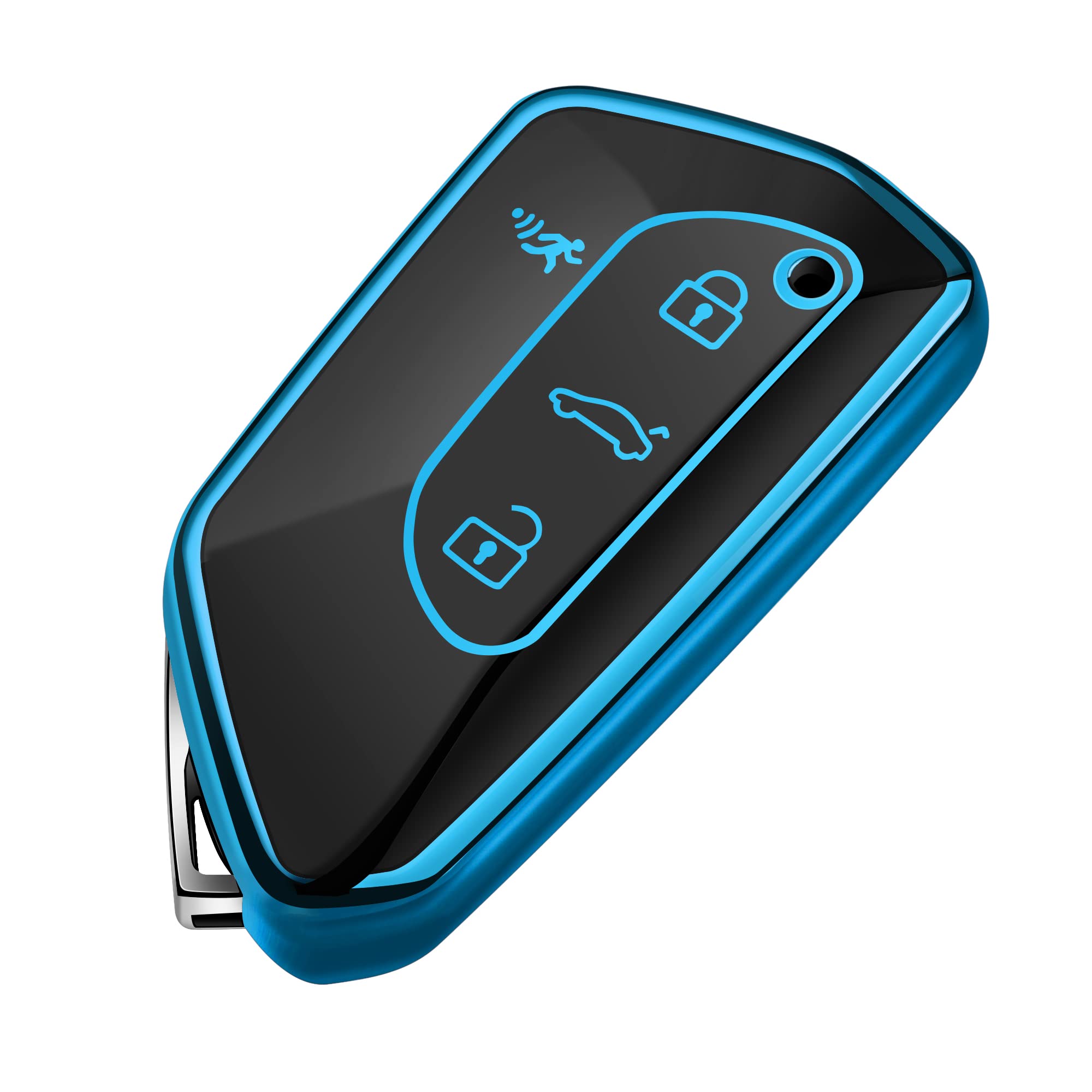 Tukellen Key Fob Cover, Premium Soft TPU Full Protection Case for Volkswagen ID4 ID3 MK8 Golf GTI Skoda Octavia Smart Keyless Fob Remote Key (Blue)