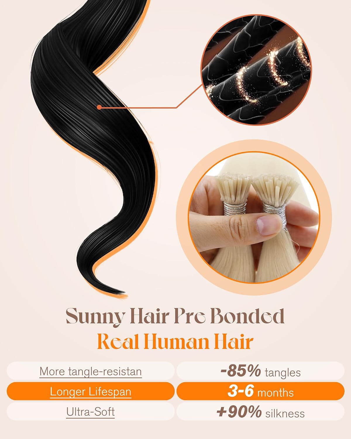  I Tip  Extensions Human  Platinum Blonde 14 Inch thumbnail
