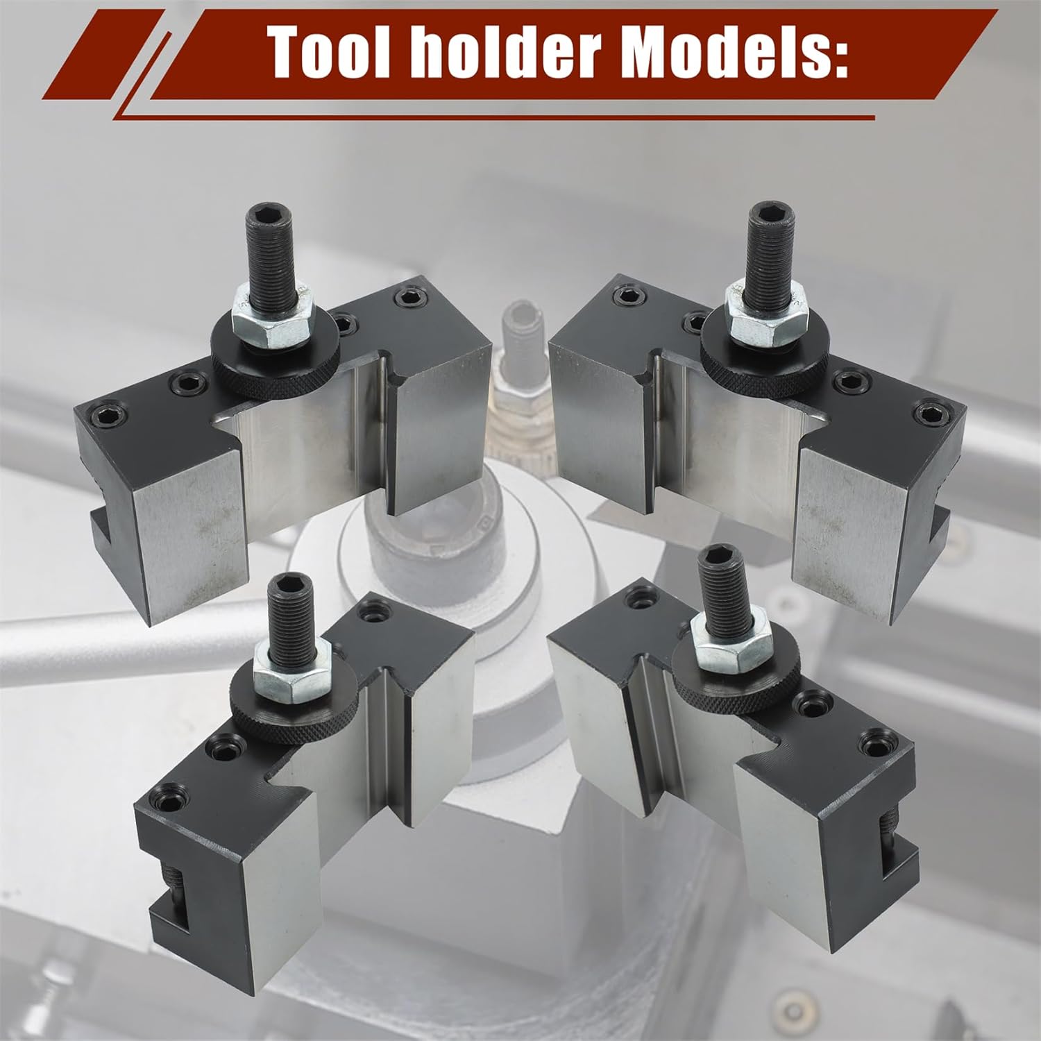 findmall 4Pcs BXA Tool Post Tool Holder 250-201, 250-201XL, 250-202, 250-202XL Quick Change Turning and Facing Holder Fit for Lathe