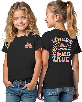 BOUTIKOME Magic Kingdom Shirts for Girls Where Dreams Come True T-Shirt Kid Castle Graphic Tees Magical Fairy Tale Gift Tops