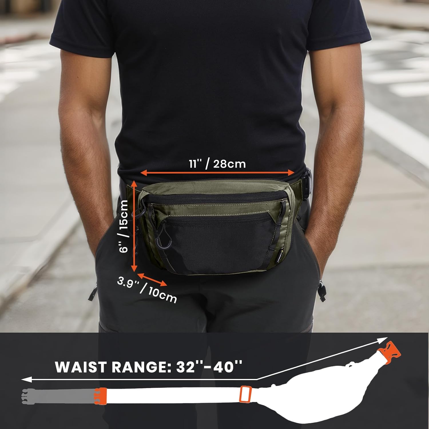 Tactical CCW Fanny Bag, Concealed Carry Fanny Pack w/Adjustable Waist Belt Tactical Waist Bag Handgun Pouch with Universal Pistol Holster, Everyday Hip Pack for Men Travel Outdoor (Range Green) - Image 6