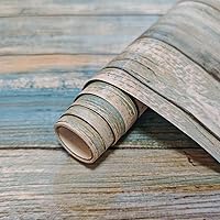 Waeutunly Blue Rustic Wood Contact Paper Peel and Stick Wallpaper - Waterproof Self-Adhesive Removable Vinyl for Cabinets Walls Furniture 17.7x118"