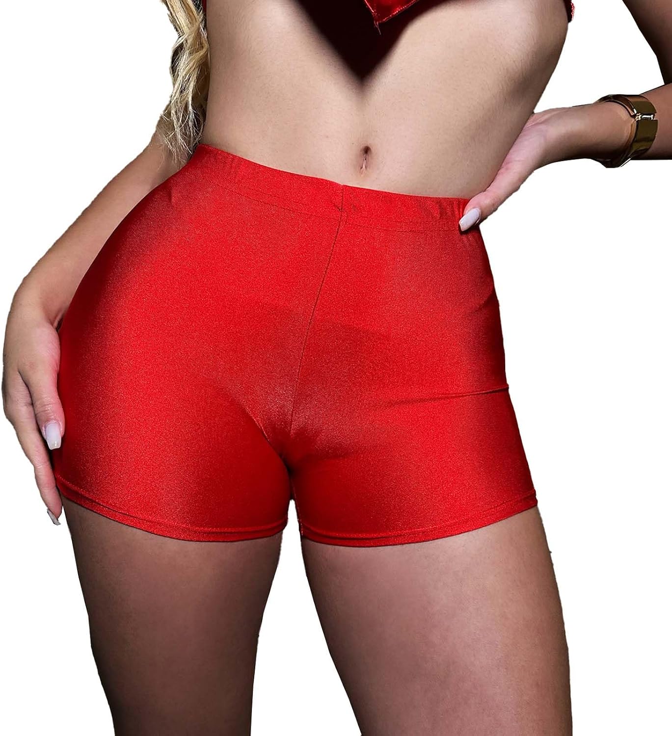 JOINFUN Women's Rave Bottoms Metallic Bikini Bottoms Shiny Cheeky Booty Shorts for Festival Clubwear