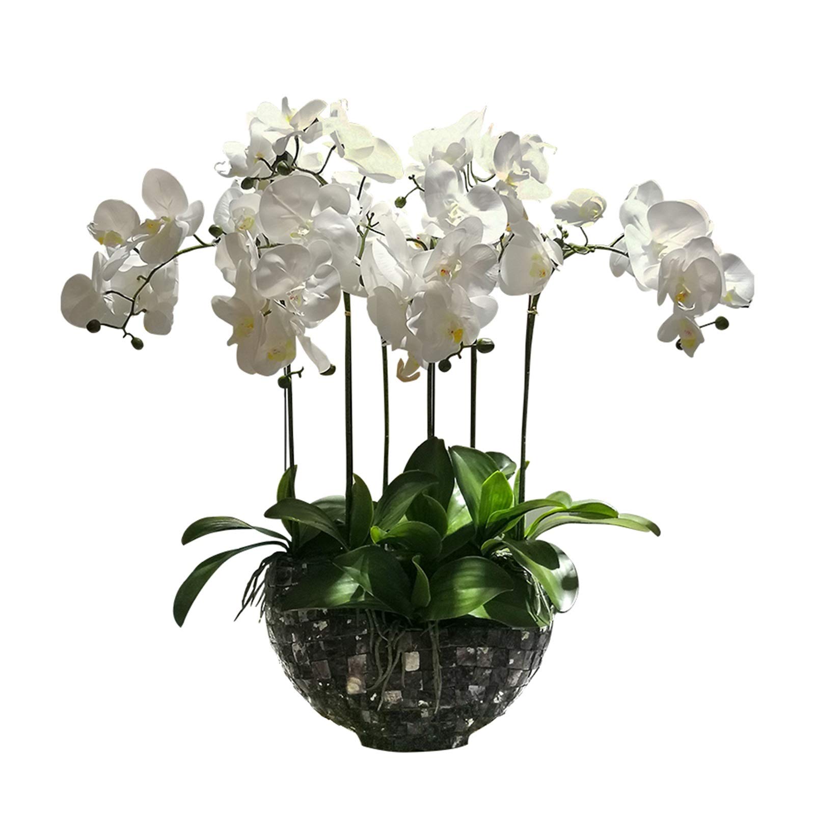 Centrotavola con Fiori Artificiali, Composizione di Orchidee Farfalla, Bouquet di Petali di falaenopsis in Vaso, Bonsai con Vaso per casa/Ufficio/Matrimonio Ciao