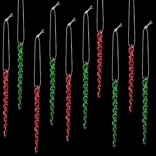 Vista 55 de 30 piezas de carámbanos de plástico retorcidos de plástico de carámbanos de Navidad, decoración colgante para árbol de Navidad, fiesta de Navidad