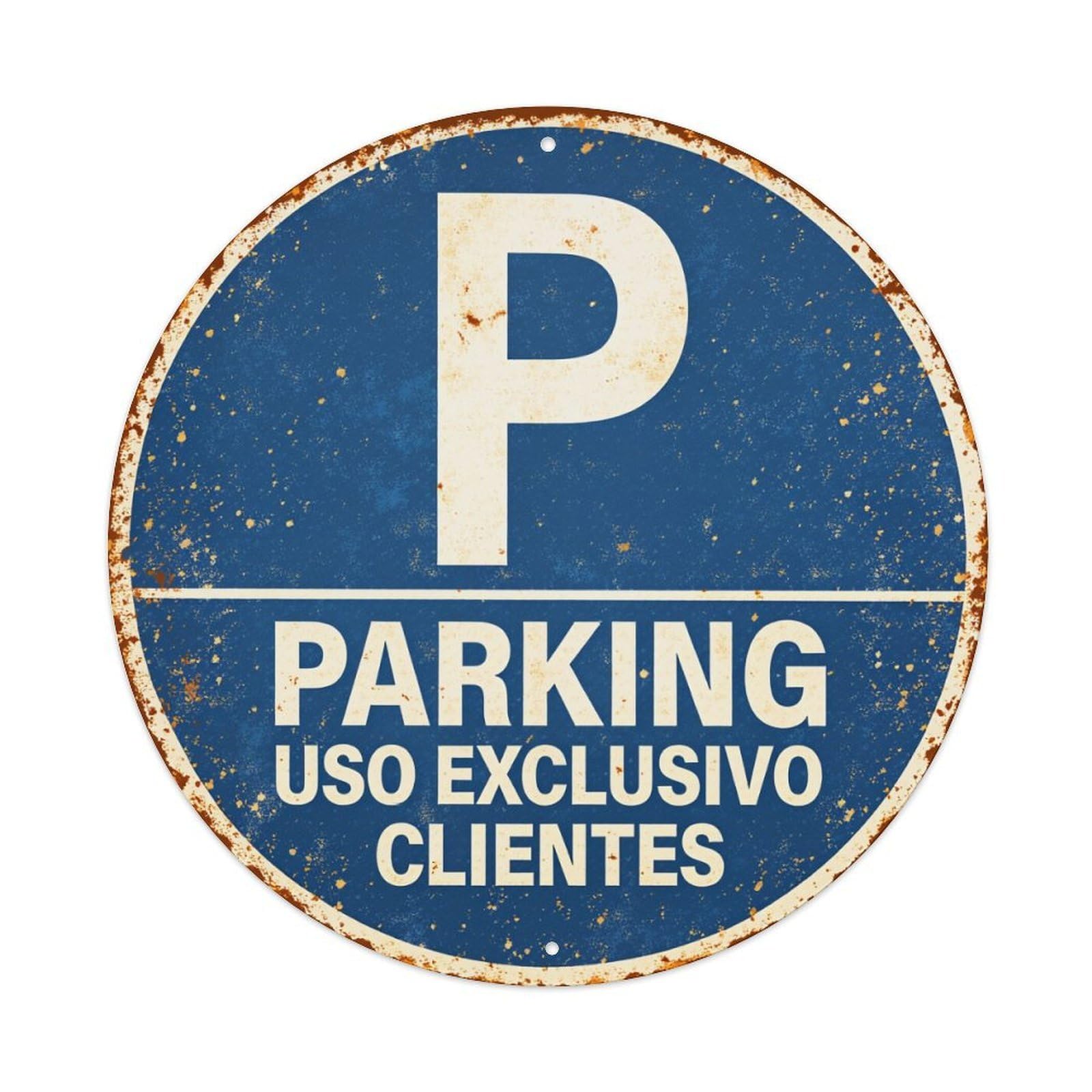Jdfenggu Vintage Parking Sign Blue White Rust Retro Metal Tin Sign, Metal Poster For Bar, Home, Man Cave, Kitchen, Laundry Room Art Decor 8X8 Inch