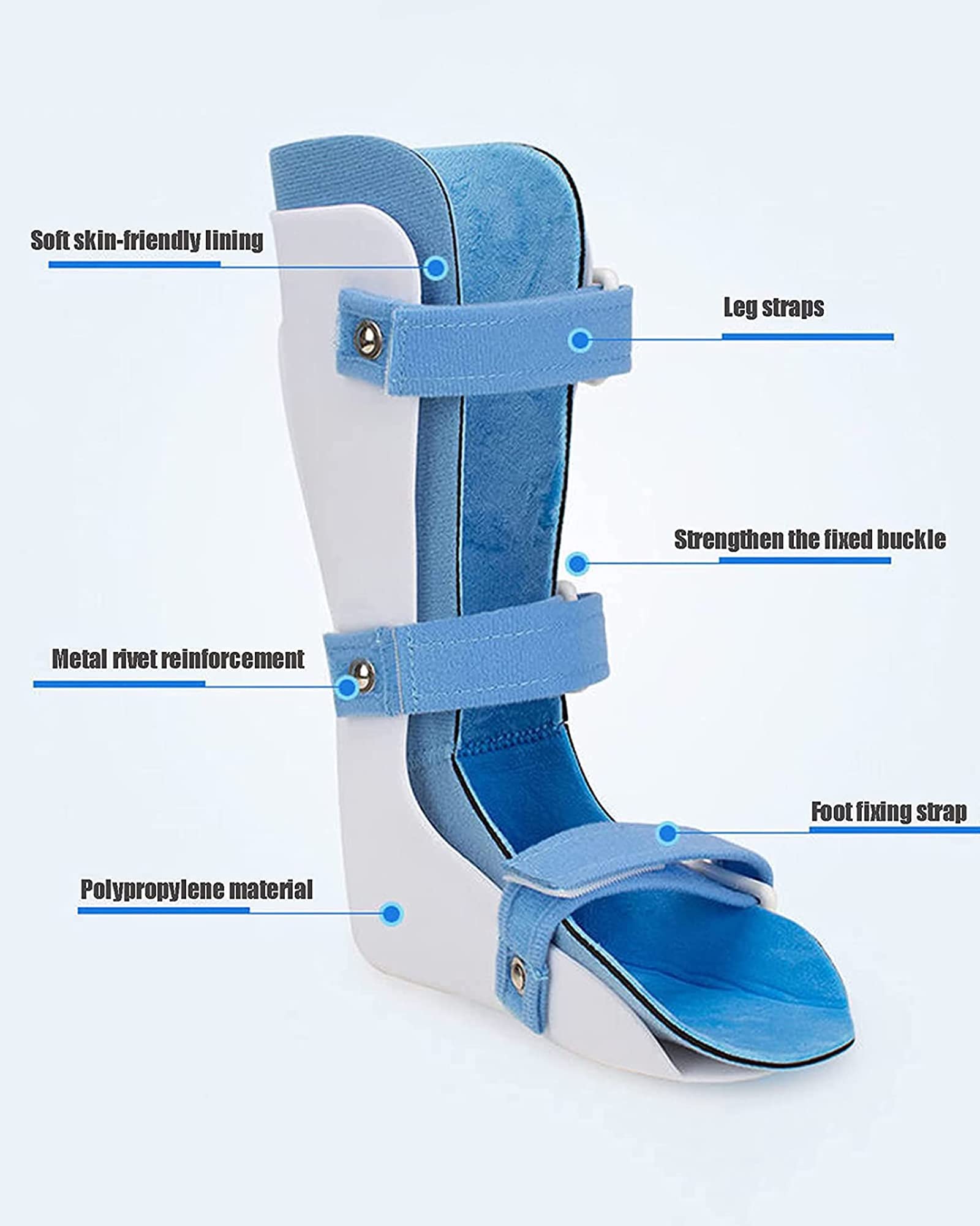 Ortesis para caída del pie para niños, fascitis plantar, soporte nocturno, inmovilizador de tobillo, bota elástica para corrección en varo, soporte para el pie para aliviar el dolor, izquier