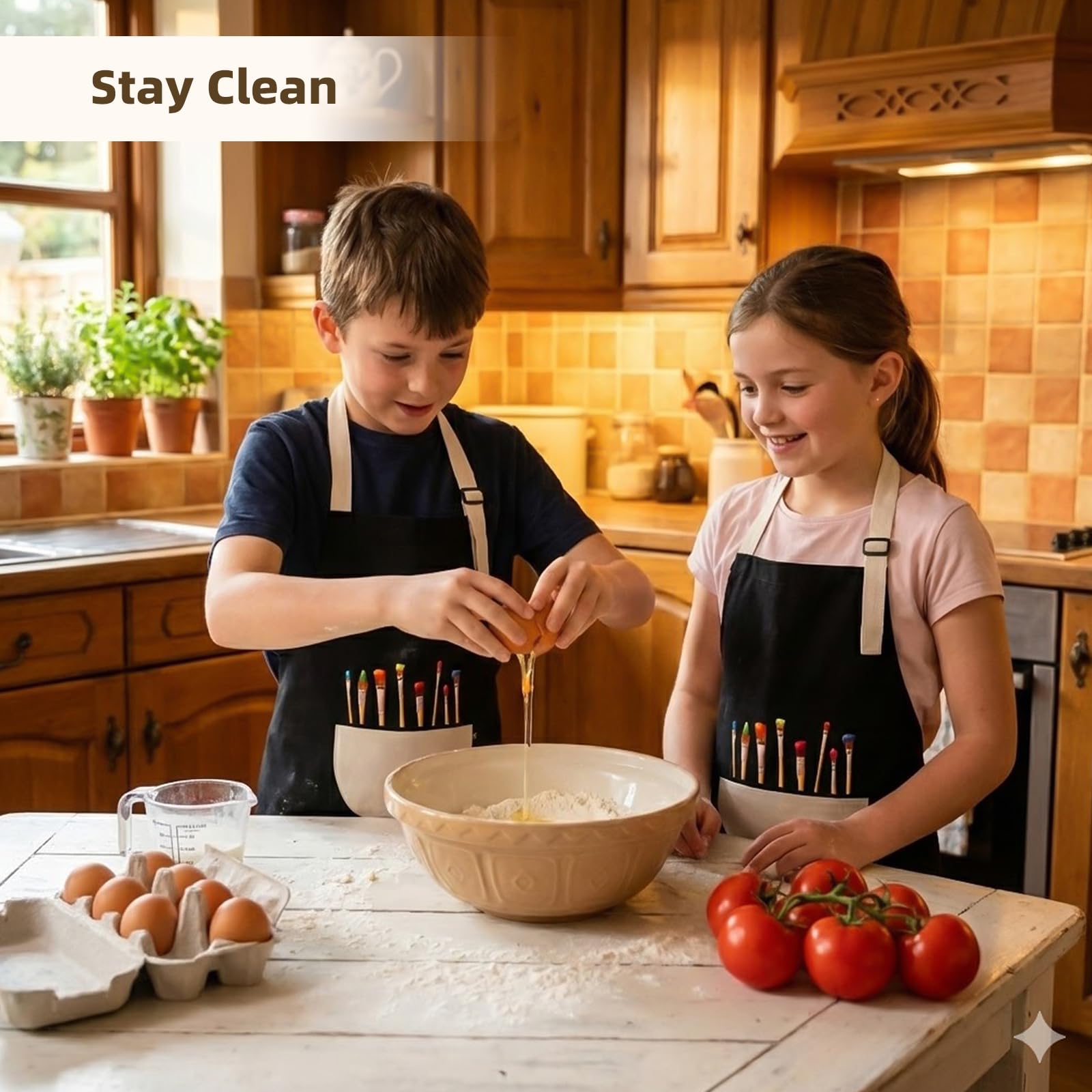 VZZNN 12 Stück Kinder-Kittel, wasserdichte Kinder-Malschürze mit Tasche für Kunst, Handwerk, Malen, Kochen, Aktivitäten