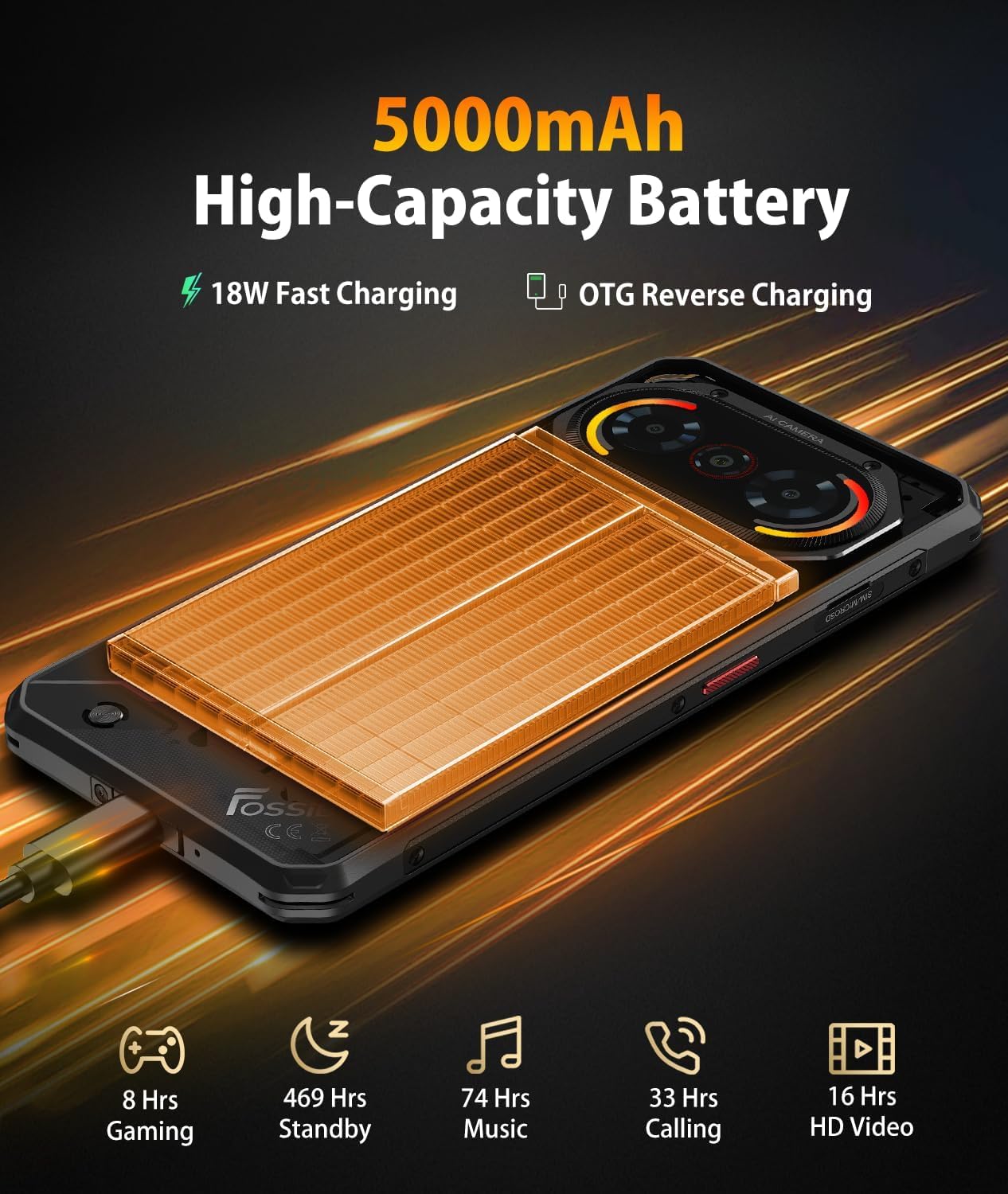 FOSSiBOT F114-28GO+256GO/2To+ écran 120 Hz Telephone Incassable Android 15 6.67''Gorilla Glass, 10.8mm Smartphone incassable léger, 50MP AI Caméra,5000mAh Telephone Portable, IP68/IP69K/NFC/4G | 10,8 mm/216 g léger