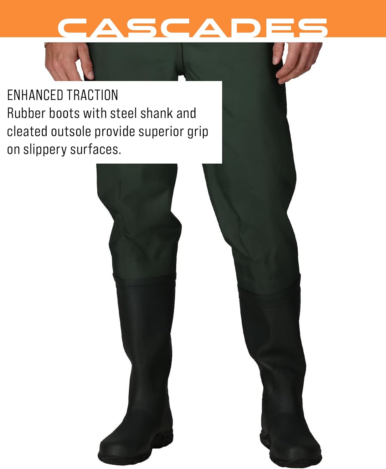 Cascades 2-ply Poly/Rubber Waterproof Fishing Bootfoot Chest Wader for Fishing