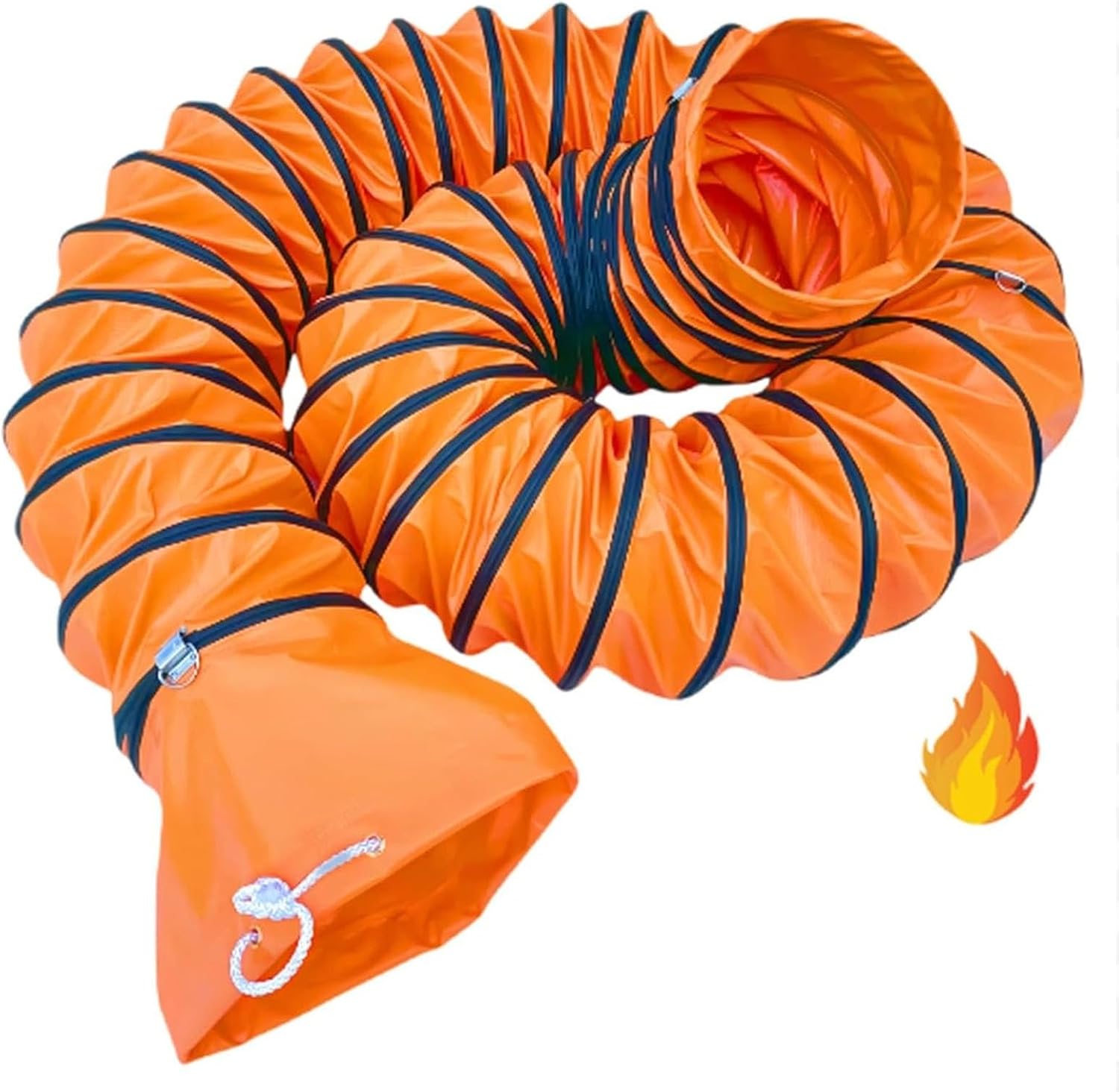 PVC Flexible Utility Blower Fan Duct Hose, HVAC Duct Hosing Flame Retardant with Adjustable Rope and D-Ring for Industrial Free Hanging and Exhaust Fan Support(20ft/5m,Id(A) 7 In/180mm)