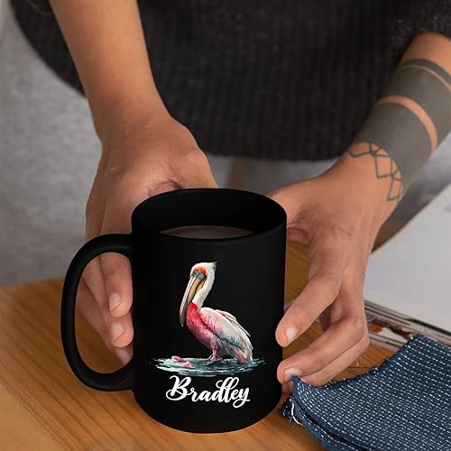 Miniatura 6 de Taza de café Pelican personalizada de 11 onzas y 15 onzas, taza de café negra de animales pelícanos, regalo para hombres, mujeres, amantes de los