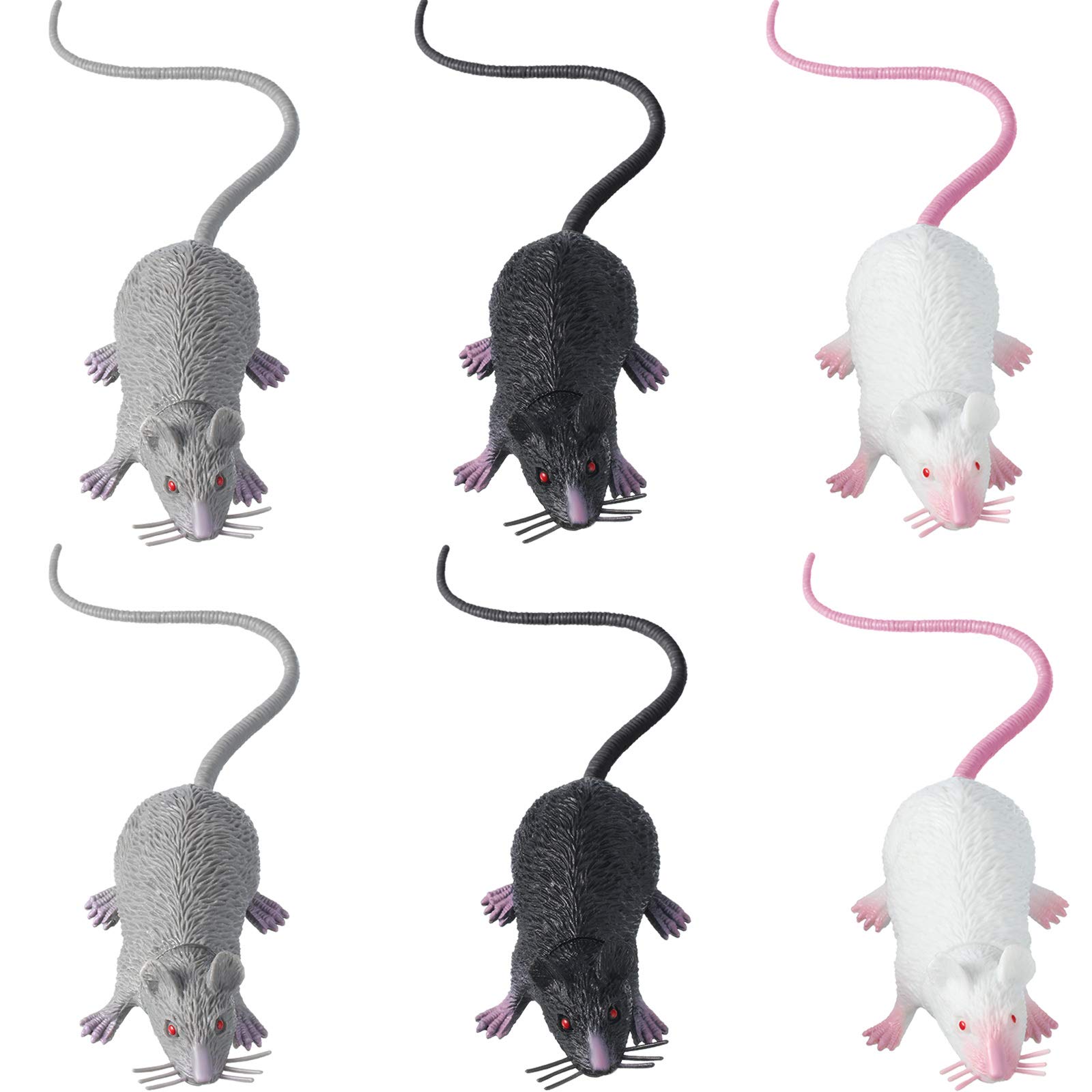 Boao6 Pcs Plastic Rat Fake Rat Toys Plastic Mice Simulation Mouse Toys April Fools' Day Terrible Prank Party Halloween Props Cats and Dogs Interesting Toys Decoration