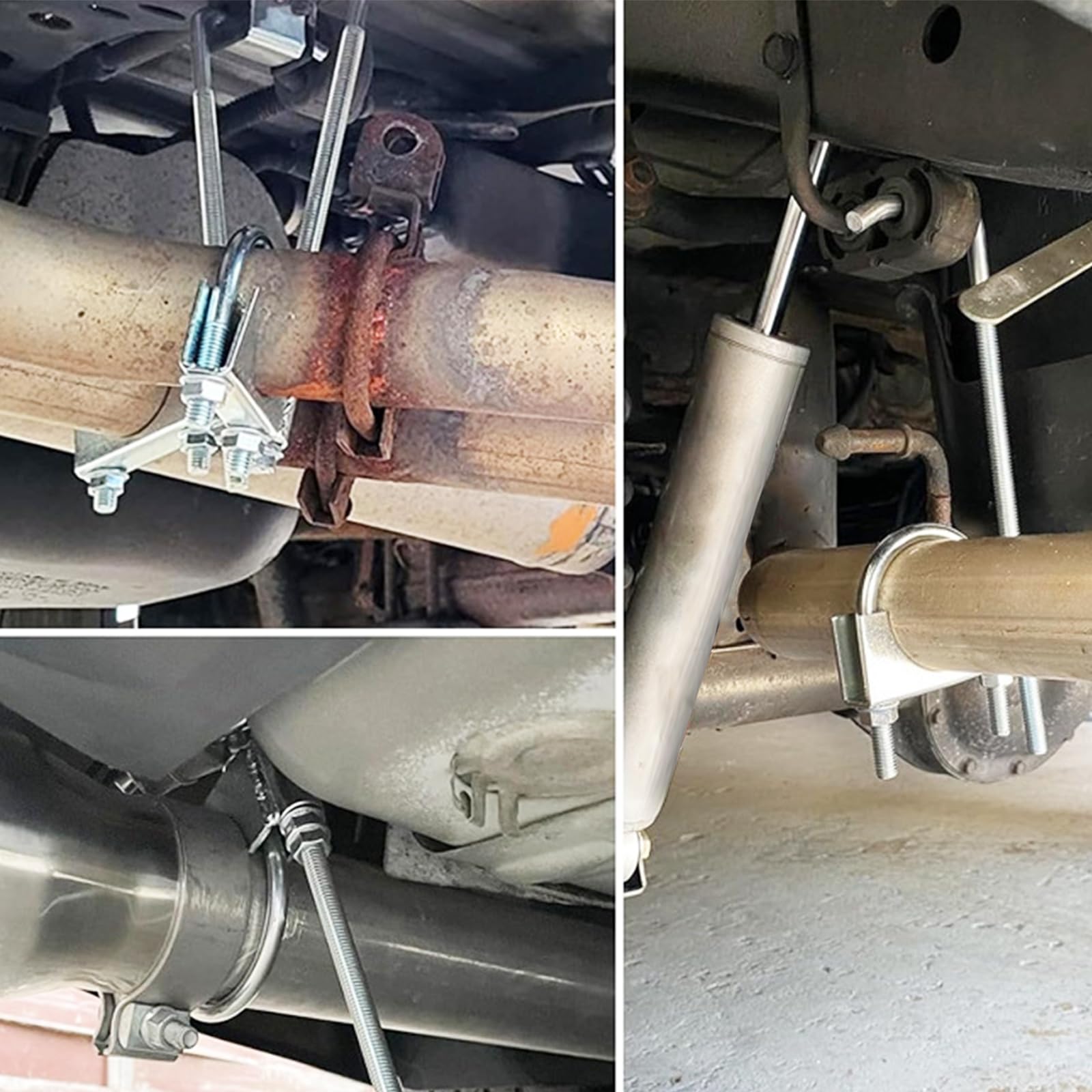 Fascetta Di Scarico In 2 Pezzi, Universale In Acciaio Inox Fascette A U Resistenti Con Gancio Stile Sella ø70 mm/2,75 Pollici Per Tubi Di Scarico Di Auto E Camion