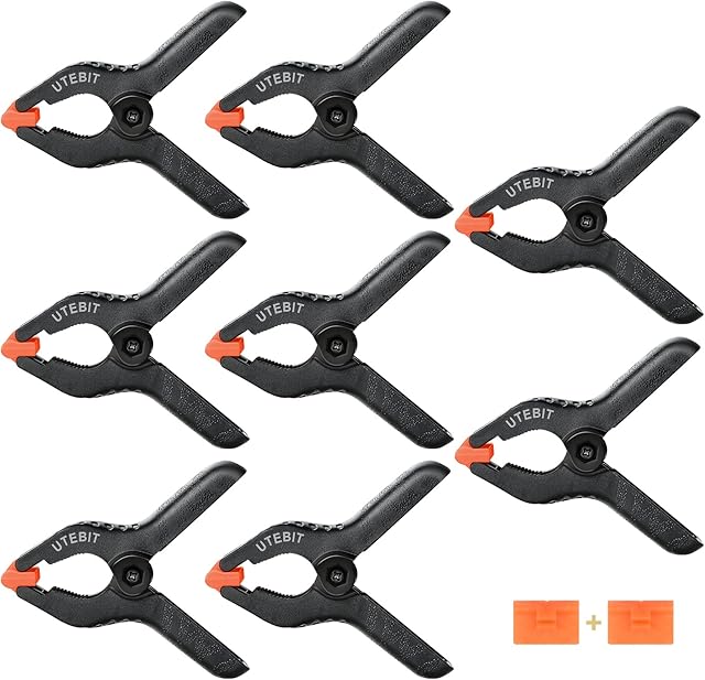 UTEBIT Backdrop Clips 8 Pack Large 4.5 Inch/ 11.5cm Heavy Duty Muslin Spring A Clamps Nylon Photography Studio Clip Clamp Compatible for Photo Video Backdrops, Greenscreen, Background Stand