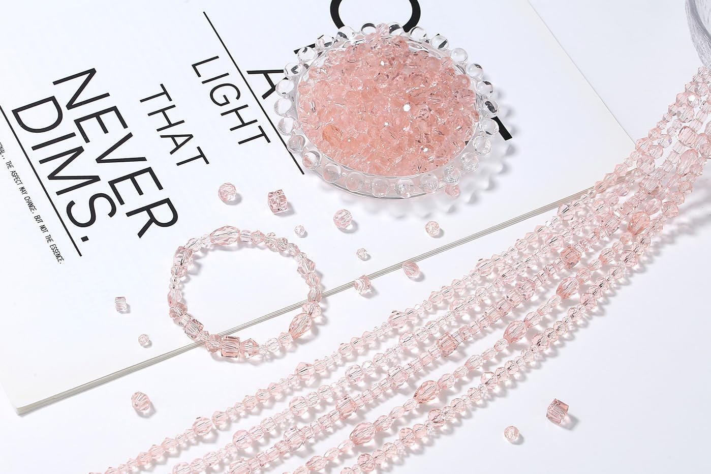 XIANNVXI 800pcs Faceted Pink Glass Beads 4/6/8mm Pink Beads for Jewellery Making for Crafting, 4mm, 6mm, 8mm - Image 2