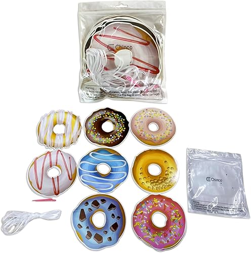 Miniatura 6 de Chinco Juego de 4 pancartas de dona para fiesta de cumpleaños, suministros de dona, decoración de dona, fiesta, colgante, remolino, recortes, kit de