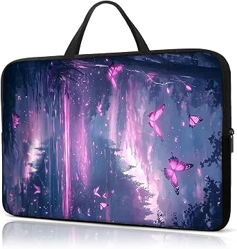 Laptop Sleeve Case 15 Inch, with Handle Computer Shockproof Protective Soft Cover Case,Pink Butterflies