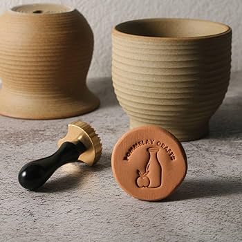 Pottery Stamp For Clay Crown Handmade 1 Inch 25mm  Ceramics Stamp Removable Brass Head Golden Handle Unique Imprints Diy Crafts Polymer Clay Tools Makers