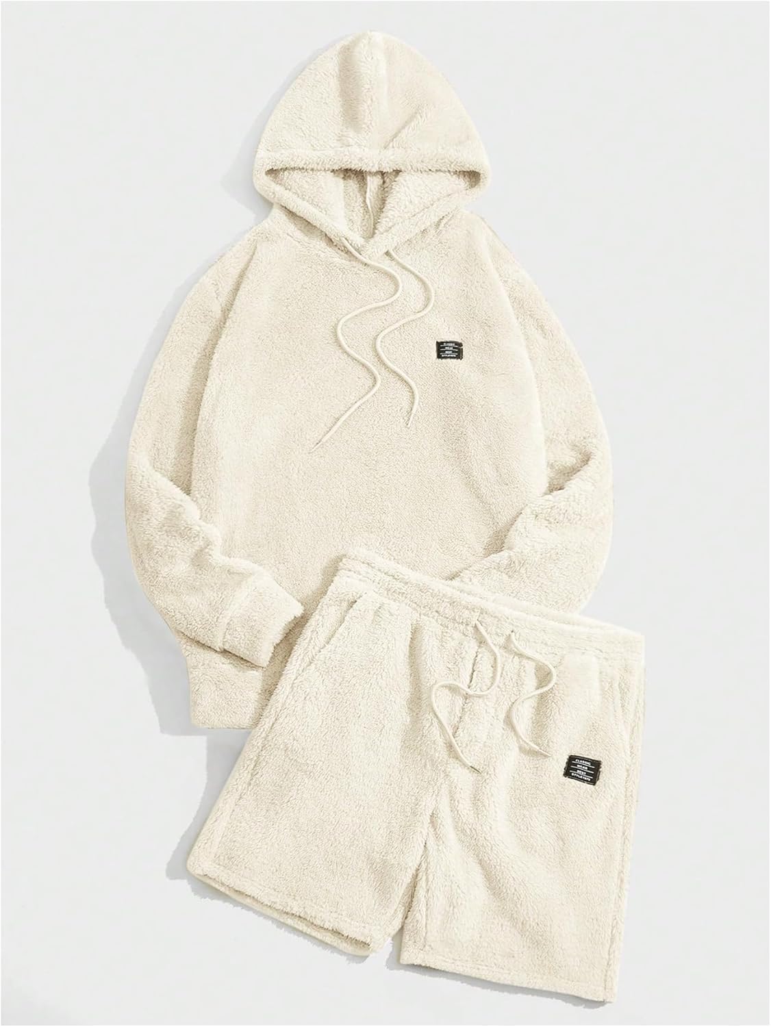 Verdusa Men's 2 Piece Tracksuit Sets Fleece Fuzzy Hooded Sweatshirt and Shorts - Image 5