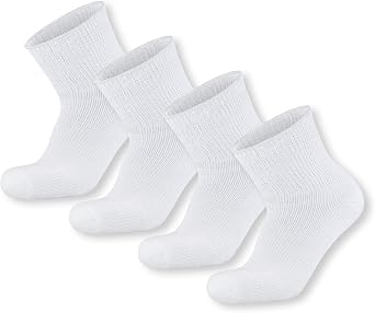 4 pairs Extra Wide Diabetic Cotton Socks, Quarter/Over-the-Ankle Health Socks