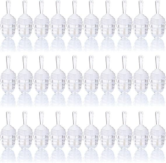 DEAYOU 30 Pack Empty Lip Gloss Tubes with Wand, Honey Pots Shaped Refillable Plastic Lipgloss Containers, Clear Lipstick Brush Bottles for Women DIY Makeup, Lipgloss Making Kit, 0.2OZ/ 6ml