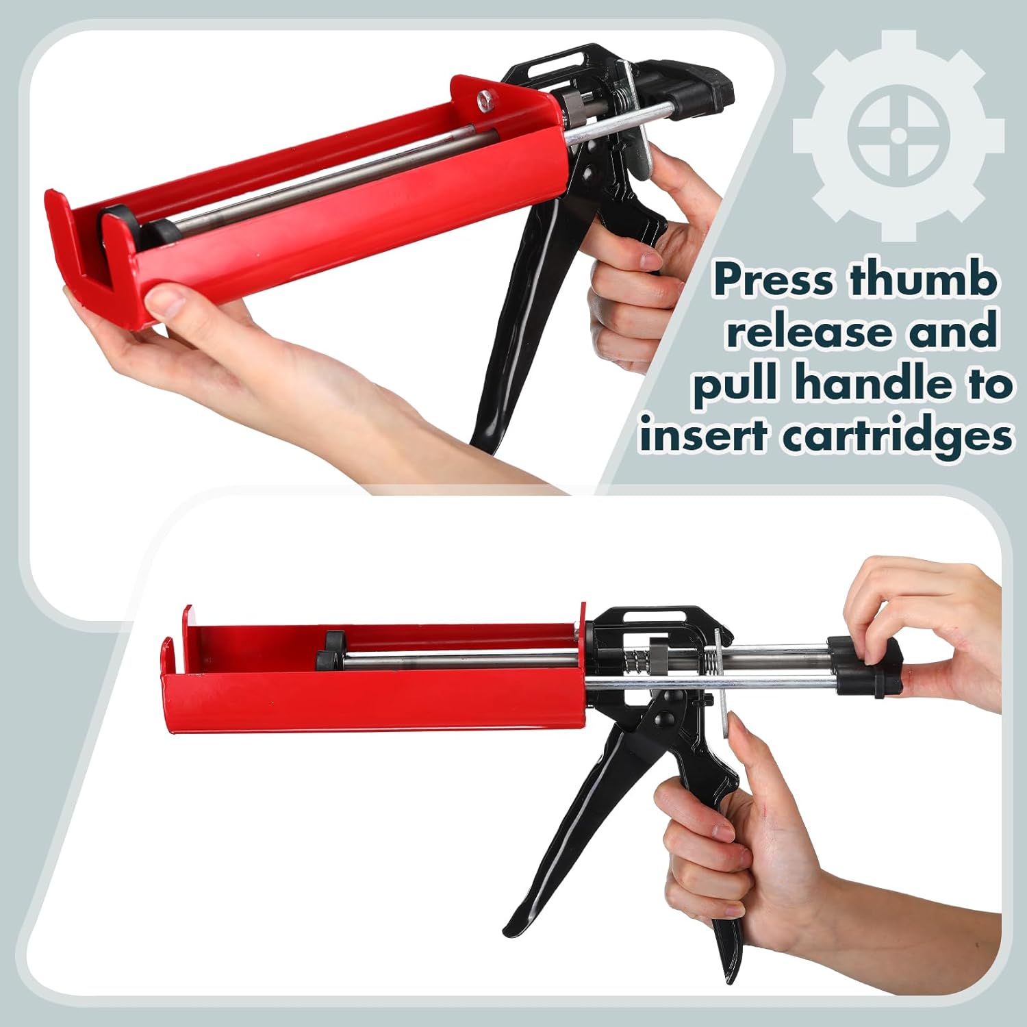 2 Pack Dual Caulking Gun 12" Dual Cartridge Epoxy Gun 400 mL /13.5 fl oz (1: 1 and 2:1) Stainless Steel Manual Caulking Gun for Bond Adhesive Cartridge Applicator