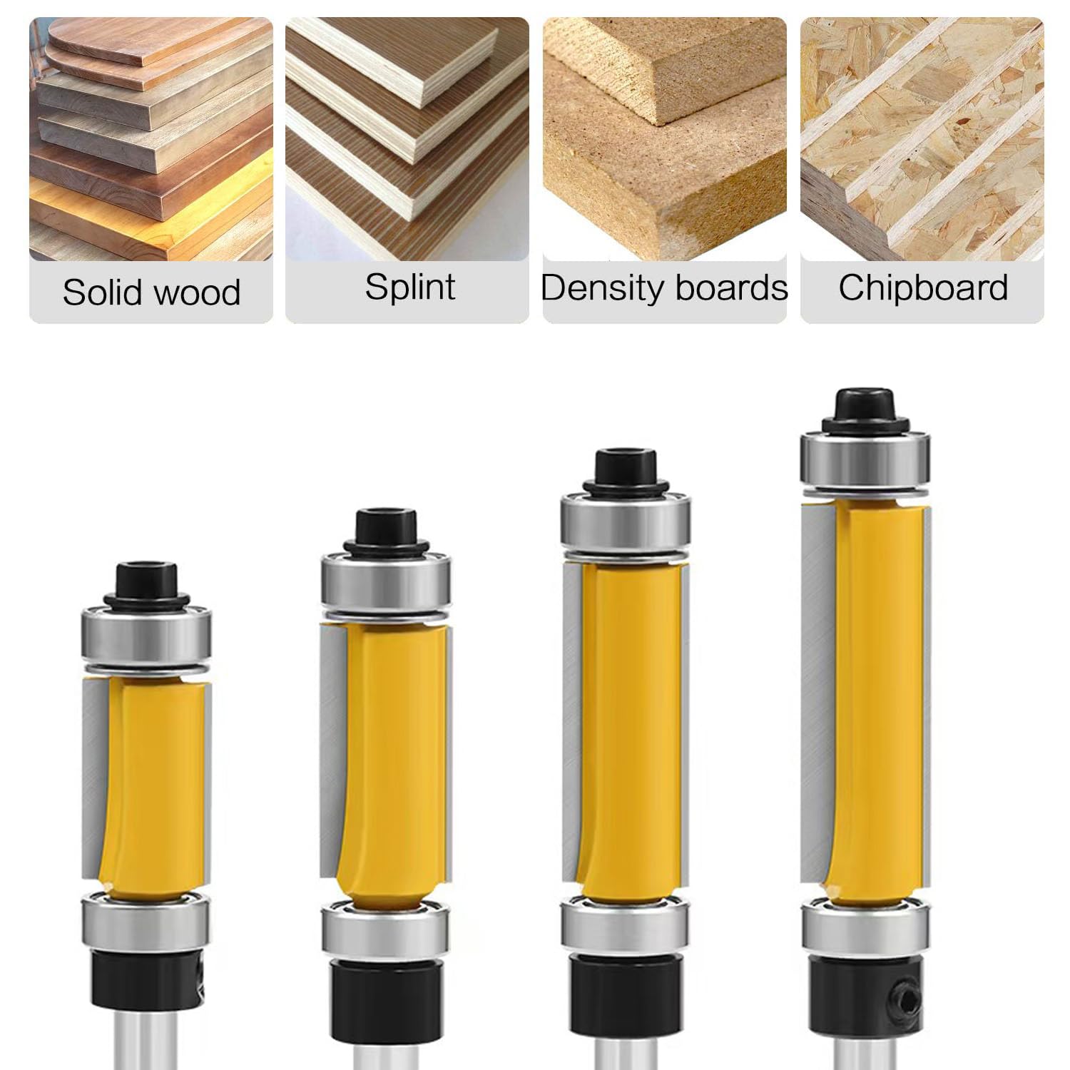 Flush Trim Router Bits Set - 4 Pcs Carbide -7