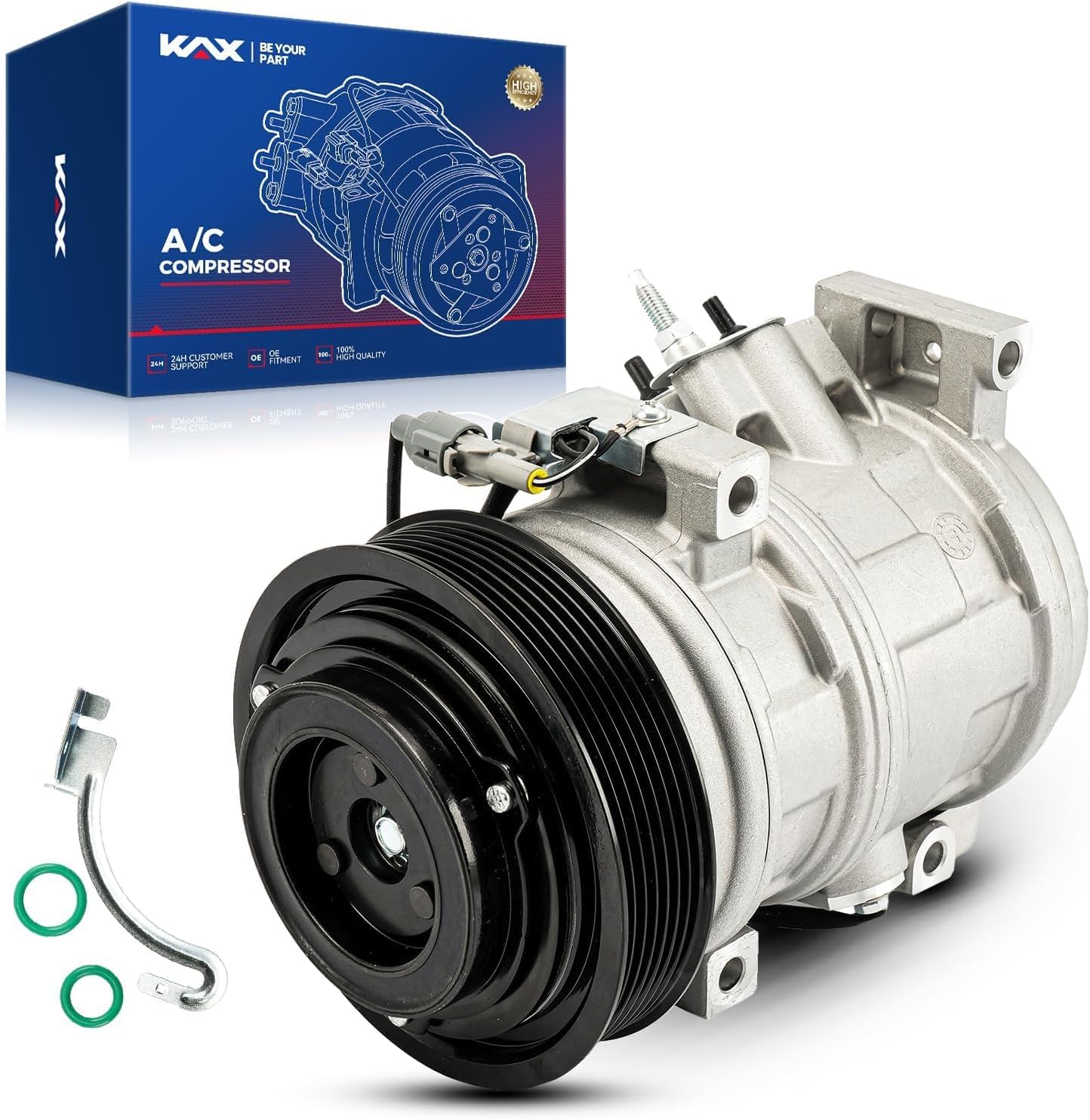 KAX 78388 Air Conditioner AC Compressor with Clutch, Compatible with Toyota Camry 2.4L 2002-2006, Highlander 2.4L 2001-2007, Solara 2.4L 2002-2008, Replace# 77388, 8832006080, 883200608084, 8831006090
