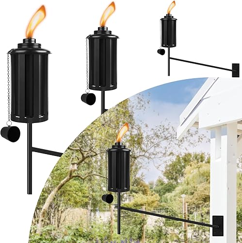 4 linternas de citronela montadas en la pared para exteriores, antorchas de metal de 16 onzas, decoración de jardín al aire libre, antorcha de metal