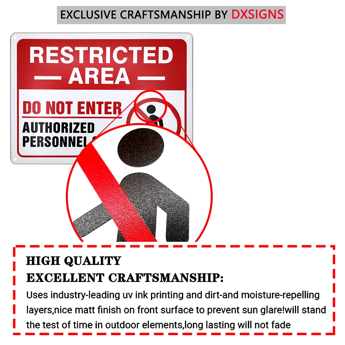 No Access Sign,Restricted Area Sign,Authorized Personnel Only,10x14 Inch Rust Free Aluminum, UV Ink Printing,Indoor or Outdoor Use for Home and Business(2-Pack) — Amazon image 4