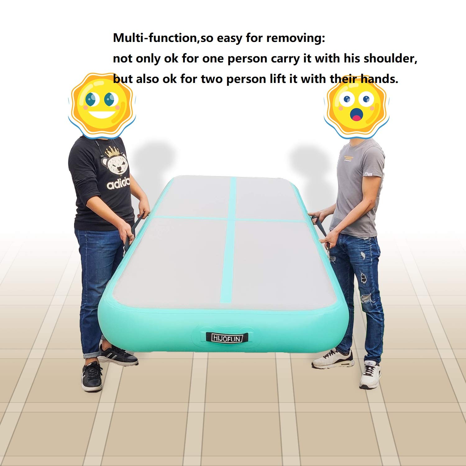 Air Floor Mat 3M 4M 5M 6M Tapis de Gymnastique Gonflable avec Pompe Pratique et 10/20cm d'épaisseur Pistes d'acrobatie Piste Gonflable Air Mat pour Gymnaste Tumbling Yoga Taekwondo
