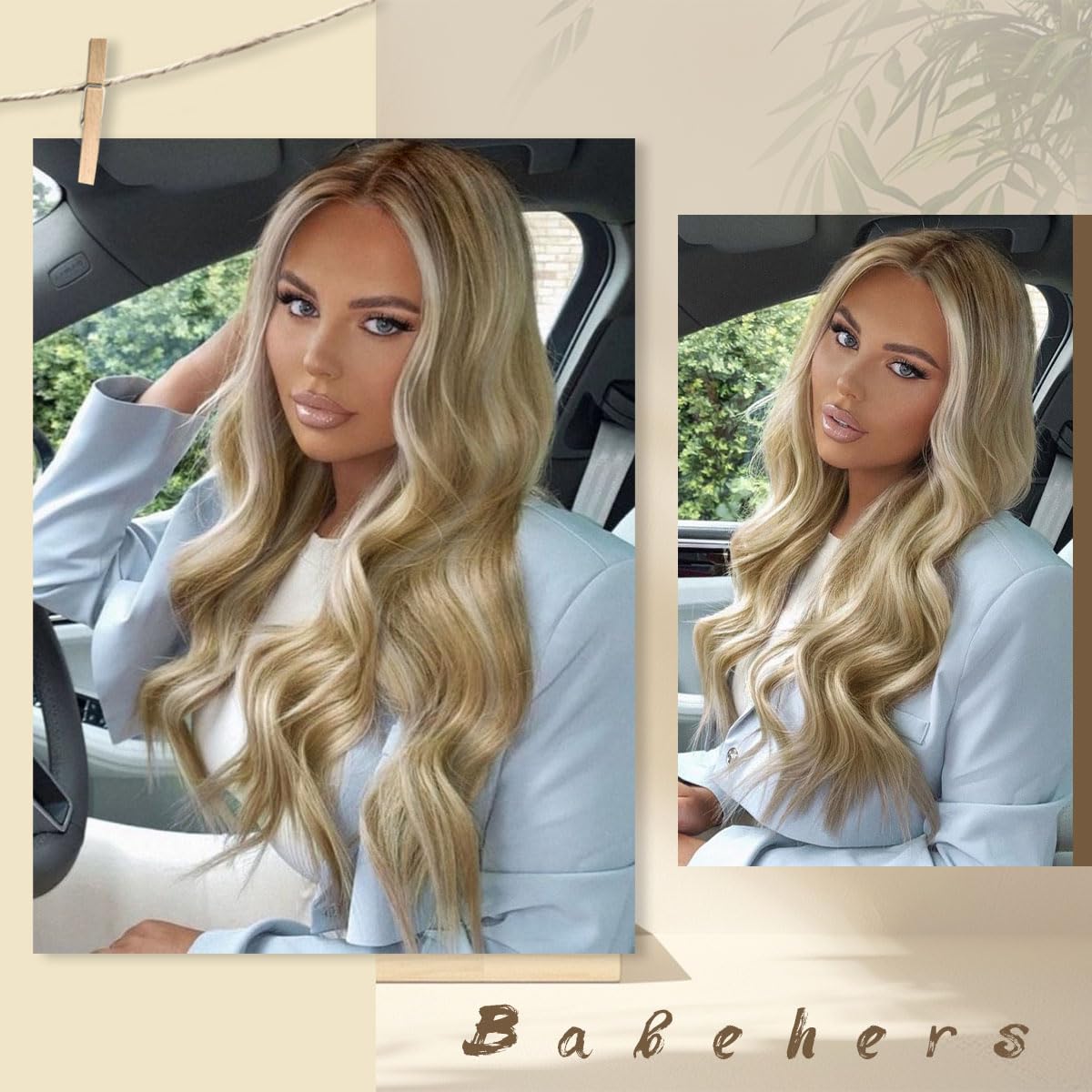 Highlight Blonde Lace Front Wig for Women 13x4 Body Wave Synthetic Wigs Balayage Pre-plucked Long Wavy Wig 150% Density Heat Resistant Hair Replacement Wigs 26 Inch