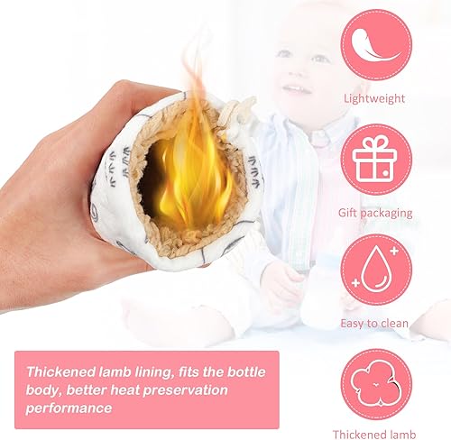 Miniatura 3 de ULTNICE Funda aislante para biberón con cuerda cubierta de biberón caliente para bebés alimentador de enfermería de vidrio bolsa de soporte cálido