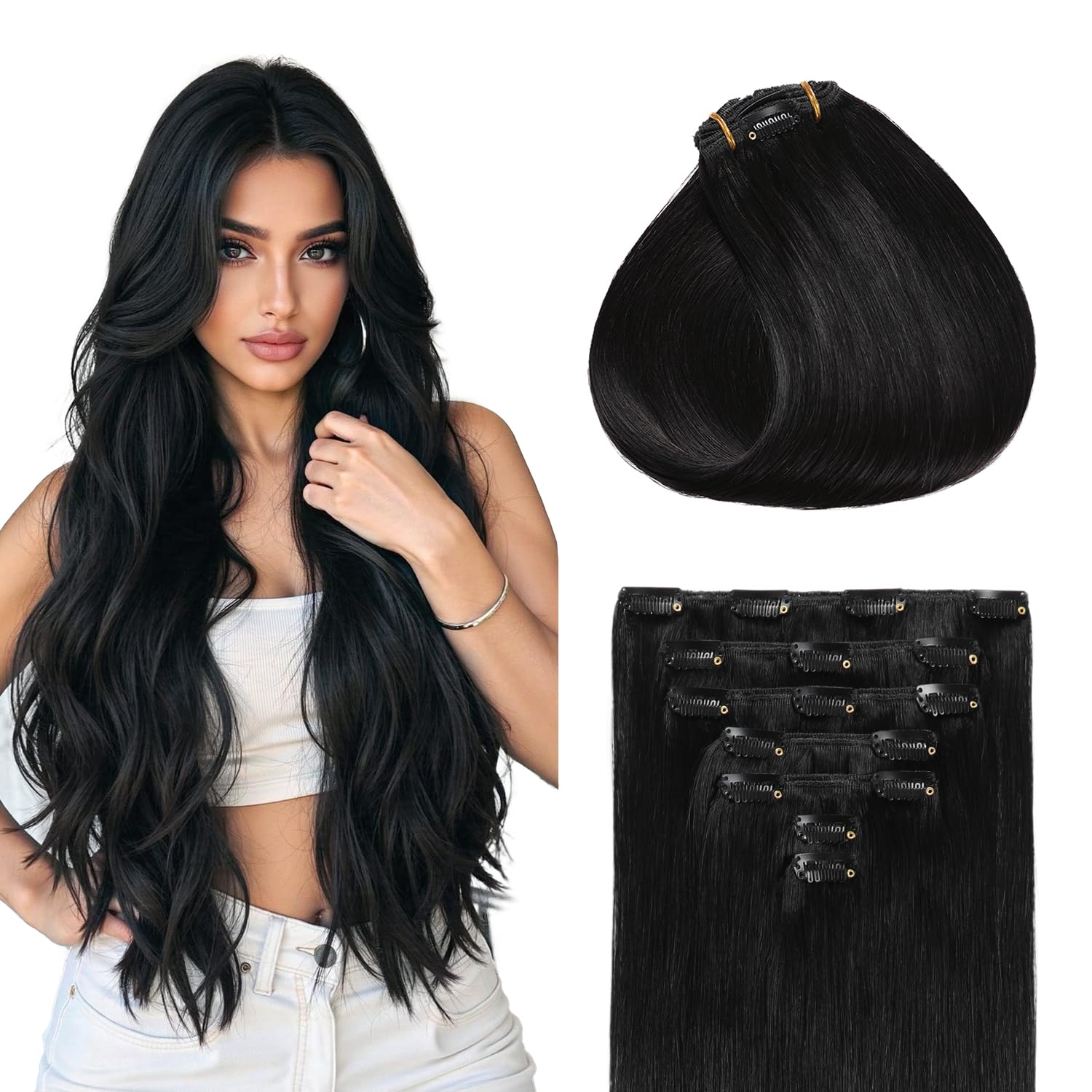 Sunya Clip in Hair Extensions Real Human Hair