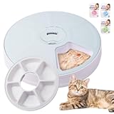 Pawise Automatic Cat Feeder, 6-Meal Programmable Pet Food Dispenser with Bird Chirp Sound Alert, Battery Operated, BPA-Free, Bonus Snack Ball Toy, for Cats & Small Dogs(Batteries Not Included