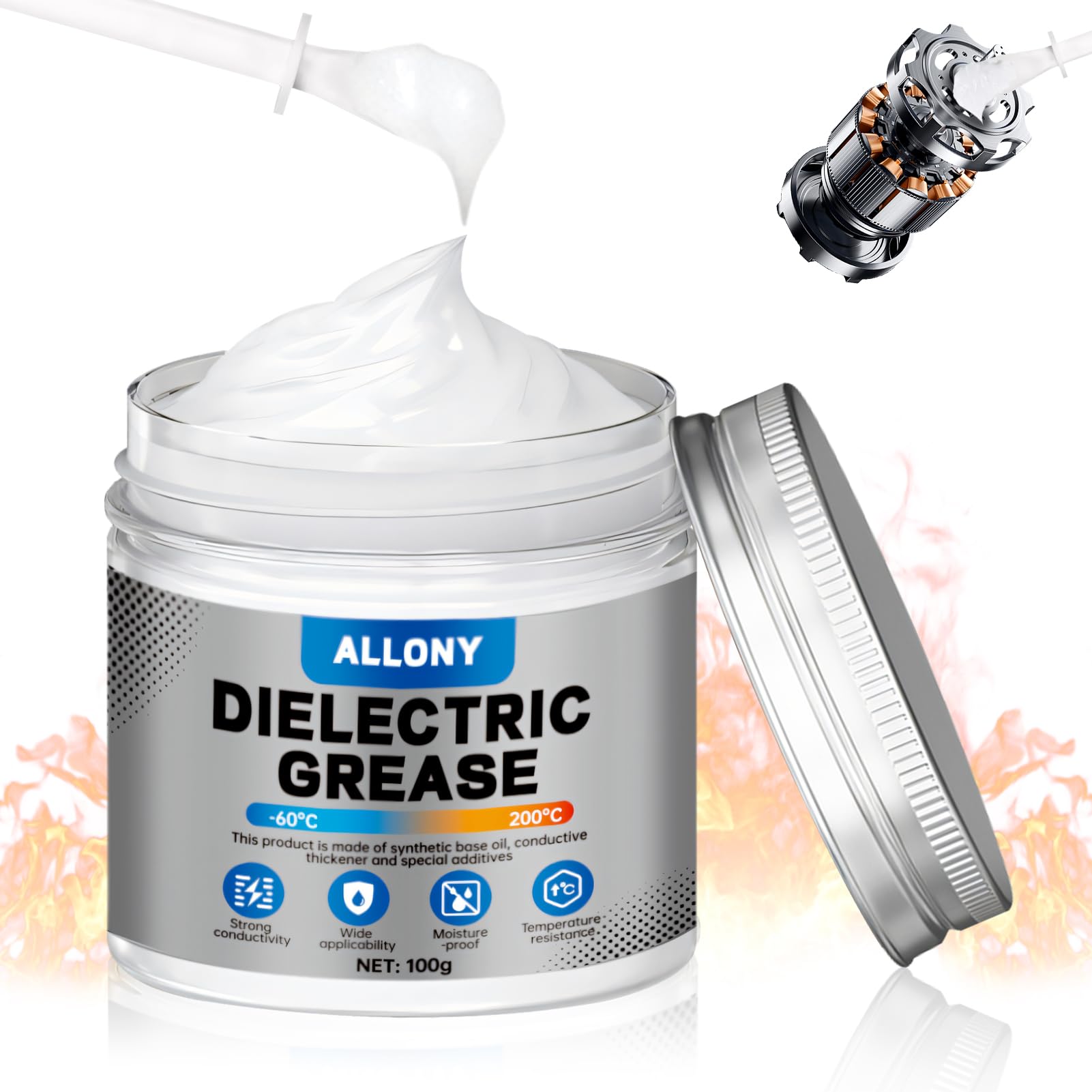 Allony Dielectric Grease - 100g White Lithium Lube, Multi-Purpose, High & Low Temp Resistant, Moisture Resistant, Wide Application