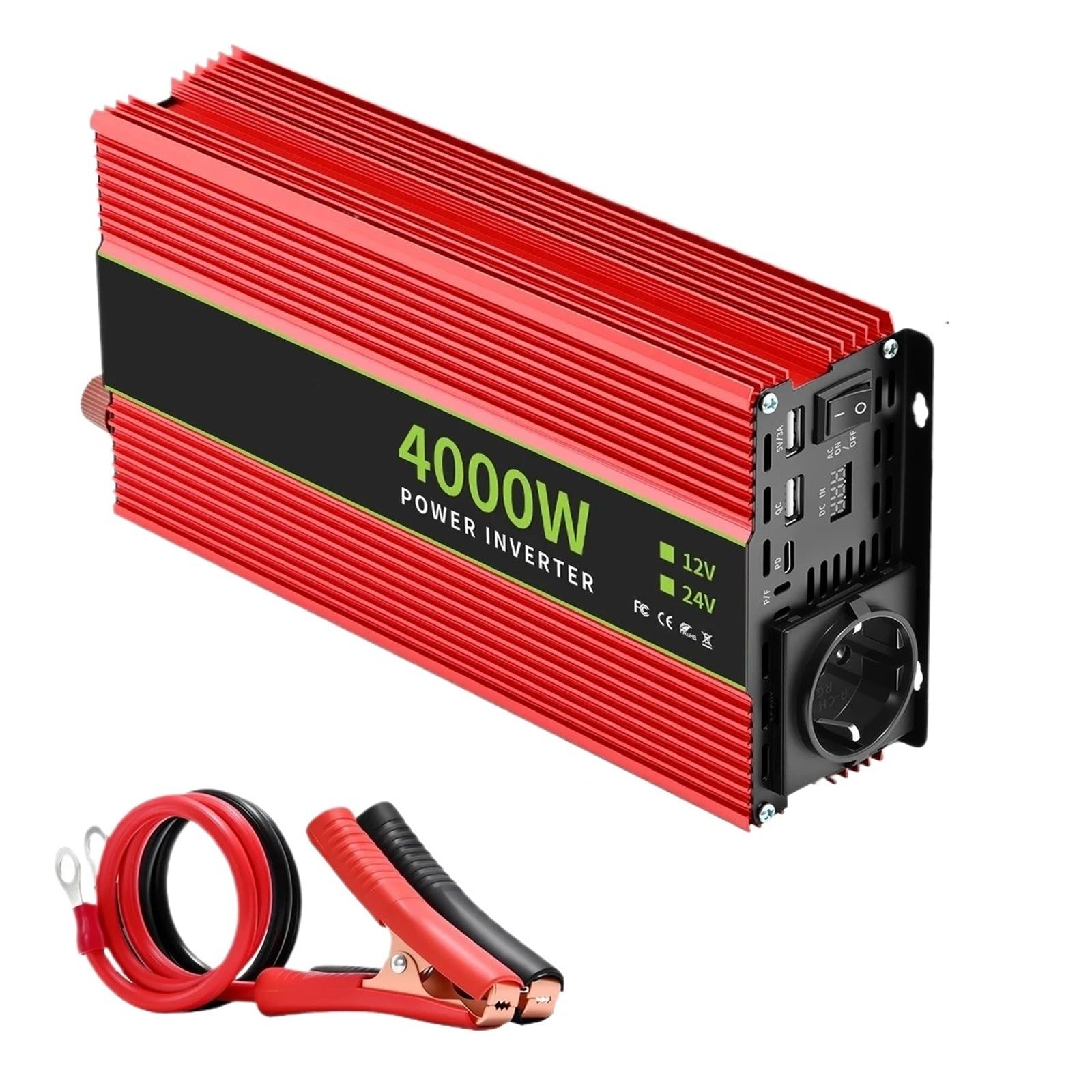Onduleur à ondes modifiées 24V 4000W convertisseur DC AC 220V avec prise UE et port Type-C - 3