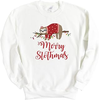 Merry Slothmas Christmas Jumper Xmas Sweatshirts | Suitable for All Family Members | Matching Sloth | Cute Christmas Top Gift for Her Him