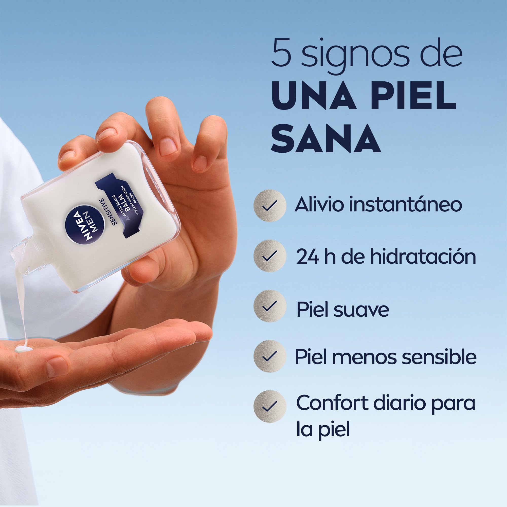 NIVEA MEN Sensitive Bálsamo After Shave (1 x 100 ml), para el cuidado de la piel sensible, bálsamo anti irritaciones con 0% alcohol para calmar la piel al instante — view 2