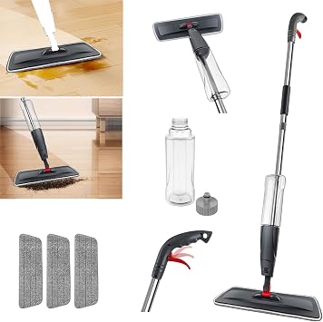 Spray Mop Flash Speed Mop,Microfibre Flat Mop Set with 3 Replaceable Pads,Floor Mops Wet&Dry Floor Cleaning Mop with 360 Rotatable Head & 700 ml Tank for Laminate Floor/Household Cleaning