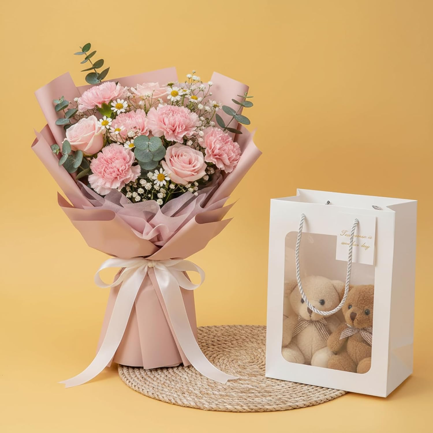 ZENFUN 24 Pack White Kraft Paper Bags with Handles, Gift Shopping Bags with Transparent Window, Paper Gift Bags for Thanksgiving Christmas Birthday Wedding, Multisizes - Image 7