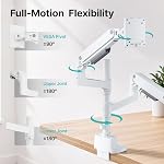 PEGZONE Arme de double moniteur pour 17-49-49, Moniteurs ultralarge, Supports de double moniteur lourd 44 lbs, support de bureau vertical à gaz de ressort à mouvement complet, 75/100 VESA Mont, blanc