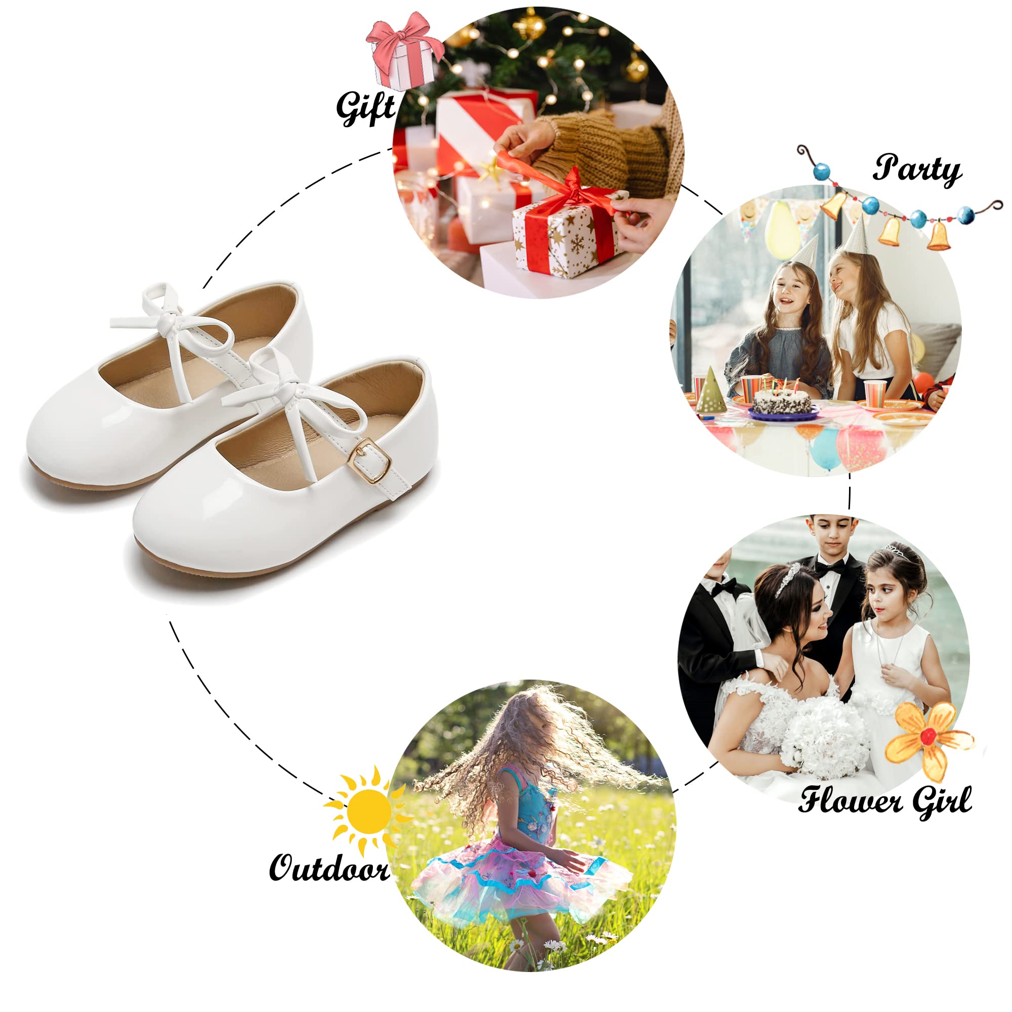 Felix & Flora Zapatos de vestir para niña con flores, zapatos planos de ballet para fiesta, escuela, boda