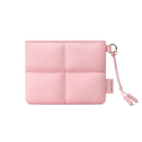 Comfyable Cute Puffy Coin Purse Pouch Change Holder For Women, Small Organizer with ID Window, Magnetic Closure, Water-repellent, Storage for Coin, Airpods, Lipstick, Card, Pink
