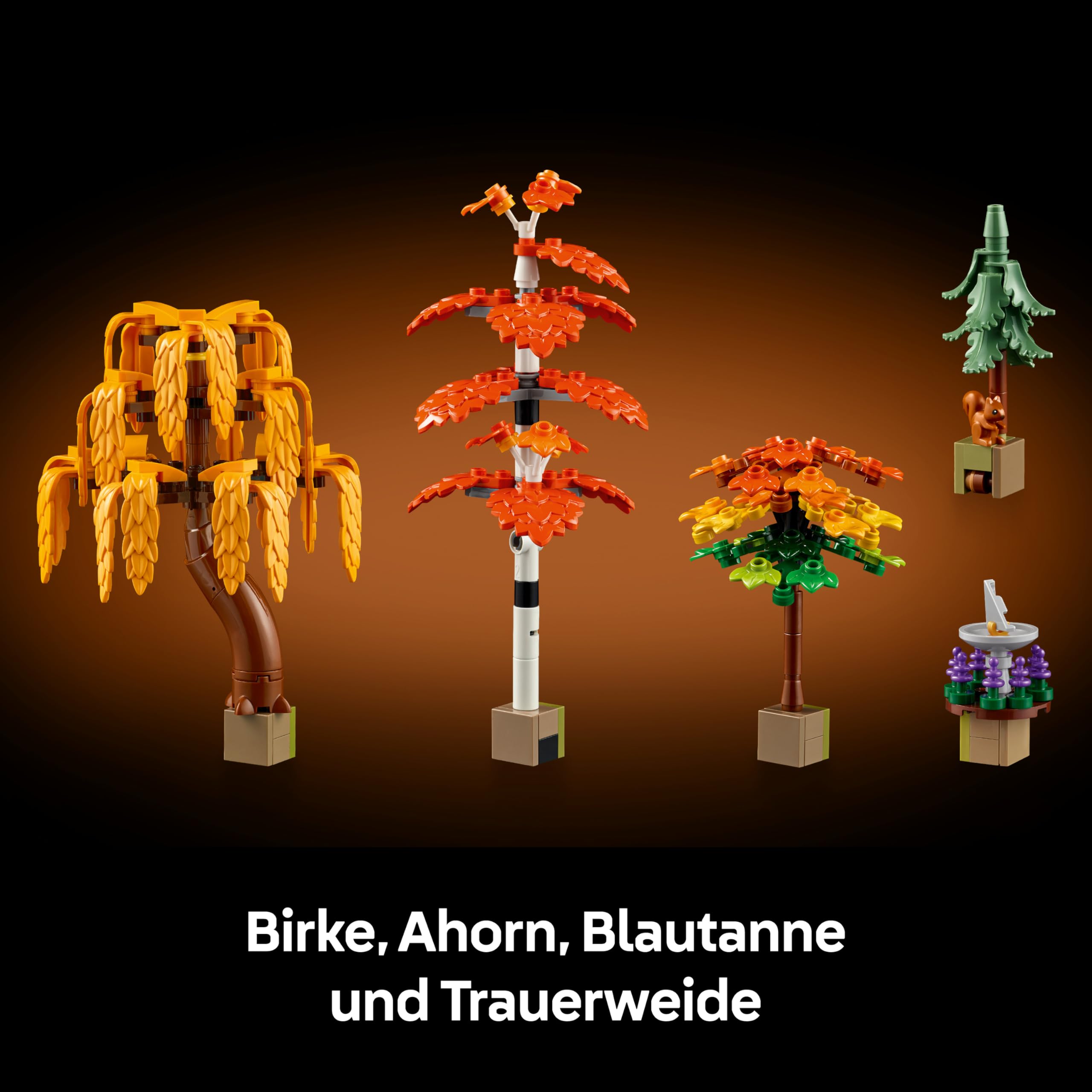 LEGO Icons Herbstlicher Landhausgarten - umgestaltbare Schreibtischdeko für Erwachsene - Tiere Minifiguren - Modellbau im Landhausstil - Kreatives Bauset - Geschenk für Männer & Frauen - 11372