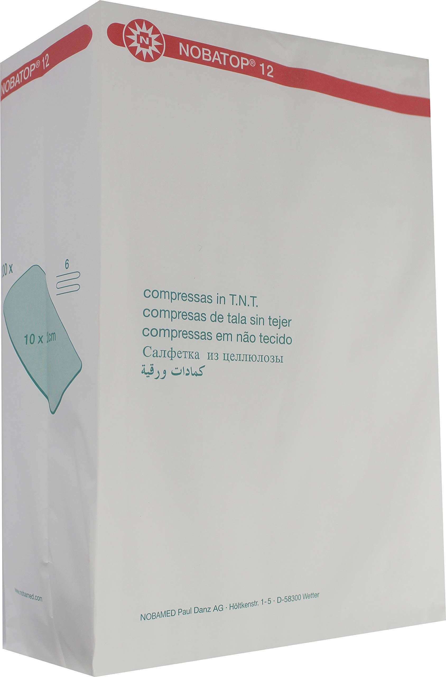 2000 compresas Nobatop 8 (cuádruple) o Nobatop 12 (6 pliegues) hisopos no tejidos – Nobatop 12, 10 x 20 cm