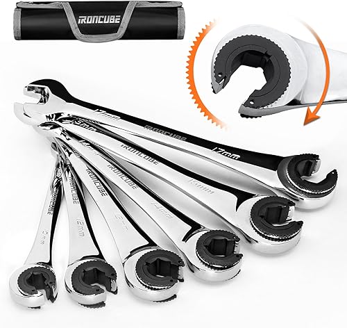 Miniatura 8 de Juego de llaves de línea de freno: métricas 0.394-0.669 in - Trinquete abierto para tuercas en líneas de combustible, freno o aire acondicionado