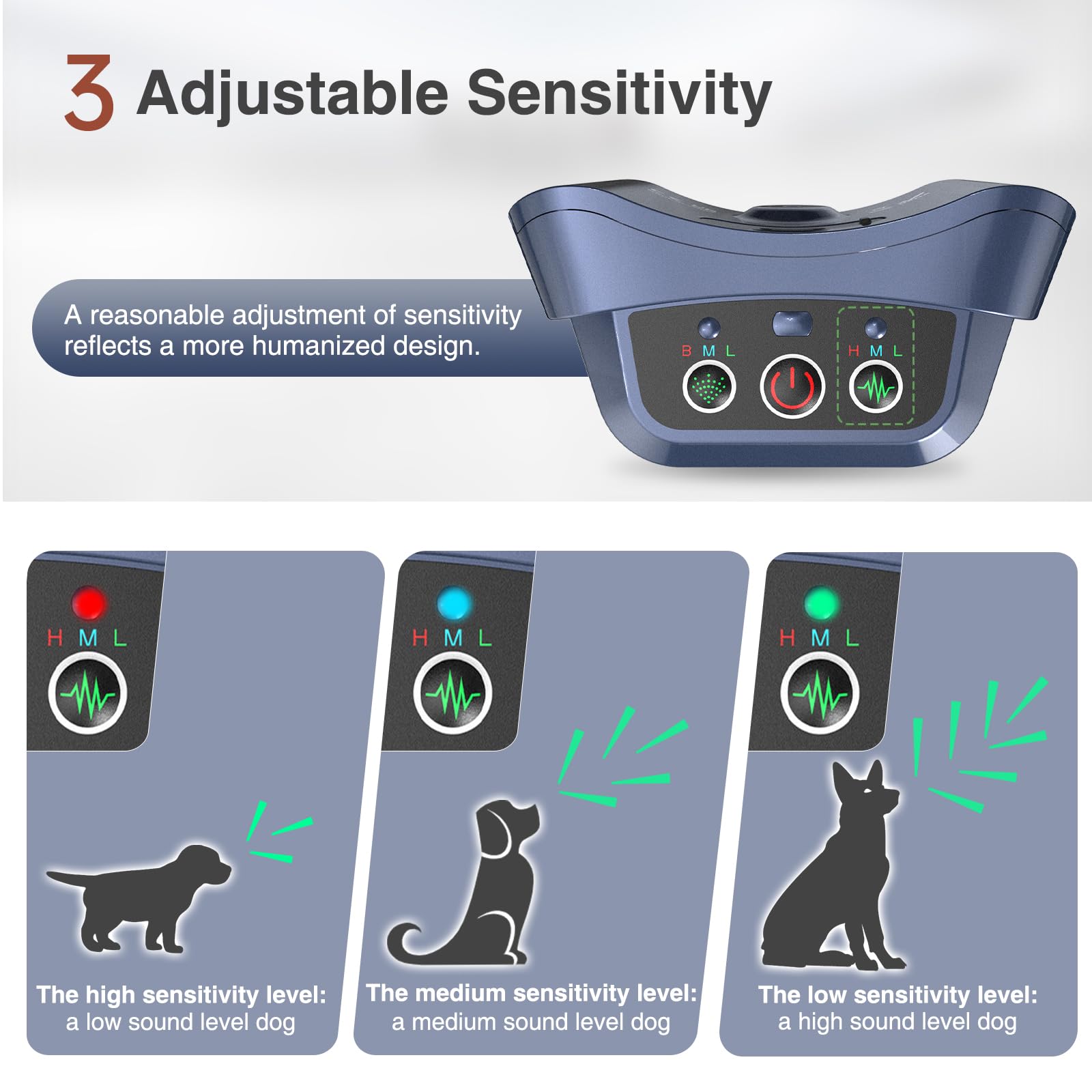 Bubbacare Collar Antiladridos Perros, Collar Antiladridos Citronela con Sensibilidad Rociado Ajustables, CollarAutomático de Spray Anti-ladridos Recargables y Seguros para Perros con 2 Correas