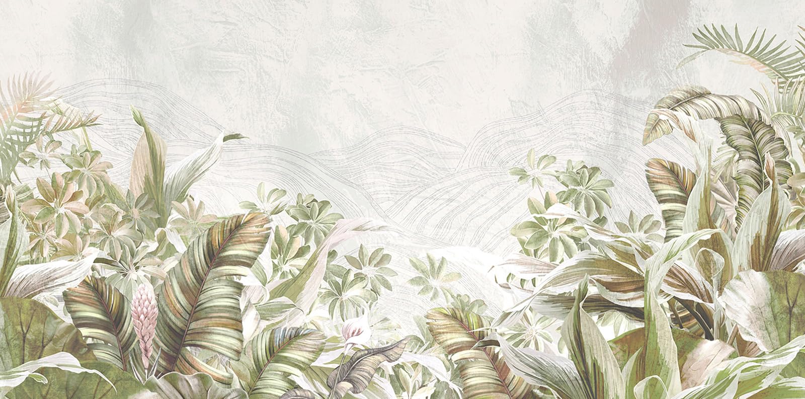 Papier peint panoramique feuilles tropicales XXL Lumalea 514 x 255 cm